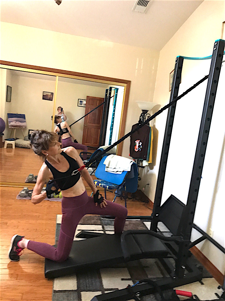 Happy Home-Gym Owner, Jan Using SCULPTA-Bands on Bodyweight All-In-One SCULPTAFIT Home-Gym System