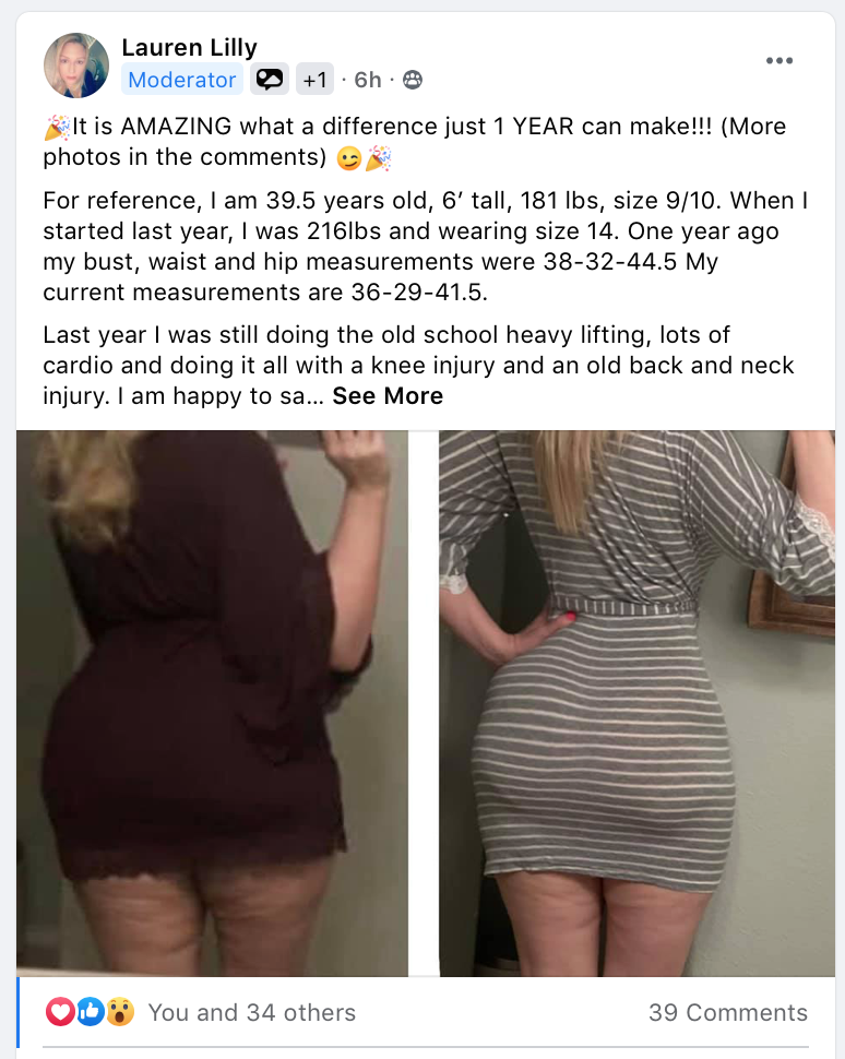 Lauren fbpost 1year cellulite before and after photos progress update